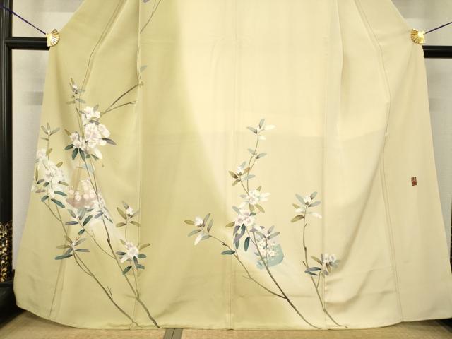 平和屋着物●京友禅工芸作家 小宮山彌一 訪問着 枝花文 暈し染め 正絹 逸品 AABF8223ck