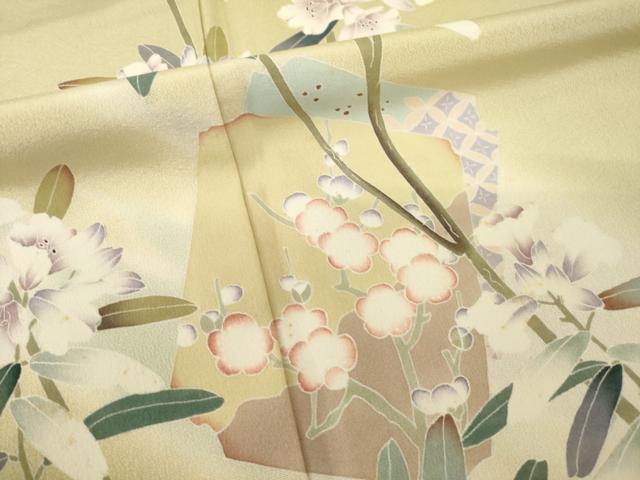 平和屋着物●京友禅工芸作家 小宮山彌一 訪問着 枝花文 暈し染め 正絹 逸品 AABF8223ck