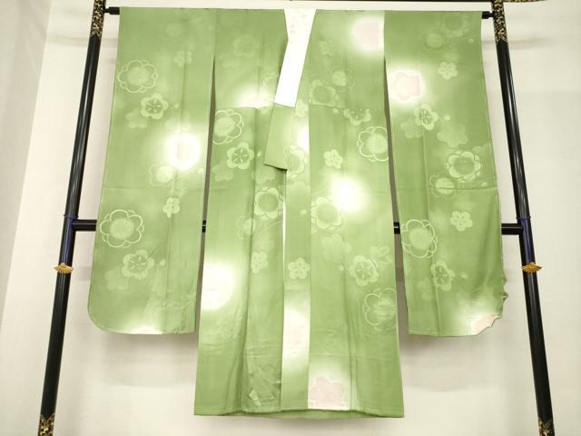 平和屋着物●振袖用長襦袢　無双仕立て　枝梅　ほたる暈し　半衿刺繍　正絹　逸品　AABF8226ck