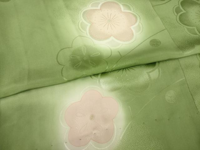 平和屋着物●振袖用長襦袢　無双仕立て　枝梅　ほたる暈し　半衿刺繍　正絹　逸品　AABF8226ck