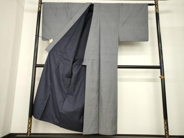 平和屋着物●男性　紬　アンサンブル　格子　正絹　逸品　AABF8227ck