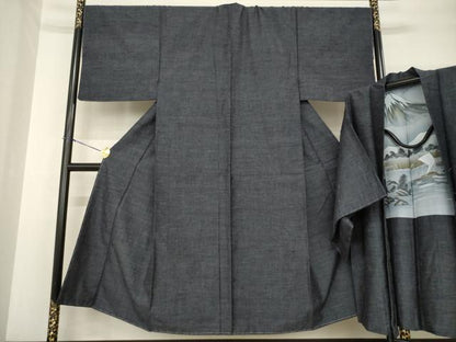 平和屋着物●男性 結城紬 アンサンブル 杢 正絹 逸品 未使用 AABF8228ck
