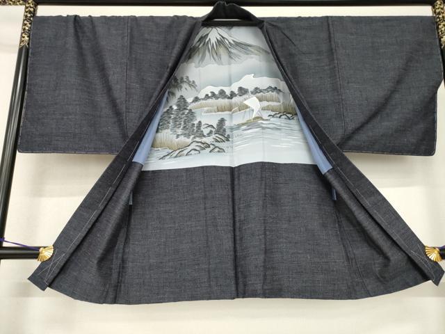 平和屋着物●男性 結城紬 アンサンブル 杢 正絹 逸品 未使用 AABF8228ck