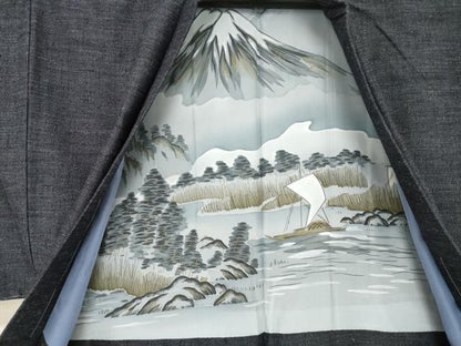 平和屋着物●男性 結城紬 アンサンブル 杢 正絹 逸品 未使用 AABF8228ck