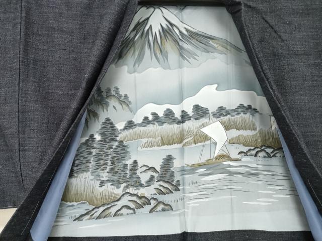 平和屋着物●男性 結城紬 アンサンブル 杢 正絹 逸品 未使用 AABF8228ck