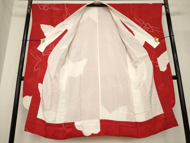 平和屋着物●振袖用長襦袢　袷　絞り　舞蝶文　正絹　逸品　AABF8229ck