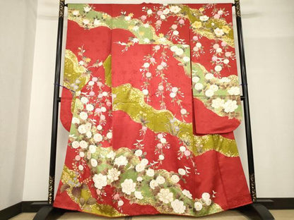 平和屋着物●豪華振袖　道長花文　金彩　正絹　逸品　AABF8230ck