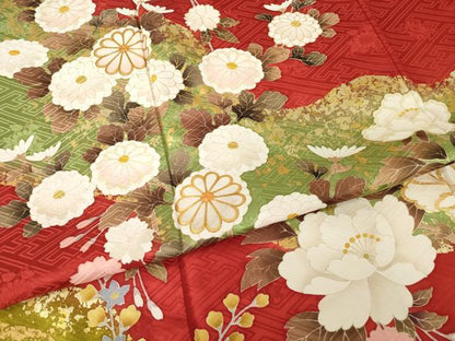 平和屋着物●豪華振袖　道長花文　金彩　正絹　逸品　AABF8230ck