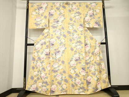 平和屋着物●上質な小紋　草花文　正絹　逸品　AABF8236ck
