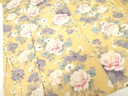 平和屋着物●上質な小紋　草花文　正絹　逸品　AABF8236ck