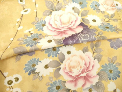 平和屋着物●上質な小紋　草花文　正絹　逸品　AABF8236ck