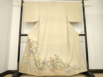 平和屋着物●色留訪問着 辻が花 舞花文 暈し染め 金銀彩 さが美扱い 正絹 逸品 AABF8237ck