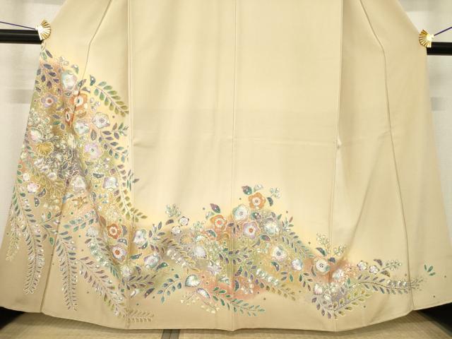 平和屋着物●色留訪問着 辻が花 舞花文 暈し染め 金銀彩 さが美扱い 正絹 逸品 AABF8237ck