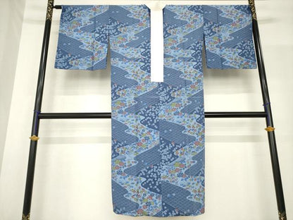 平和屋着物●長襦袢　無双仕立て　流水花文　正絹　逸品　AABF8238ck