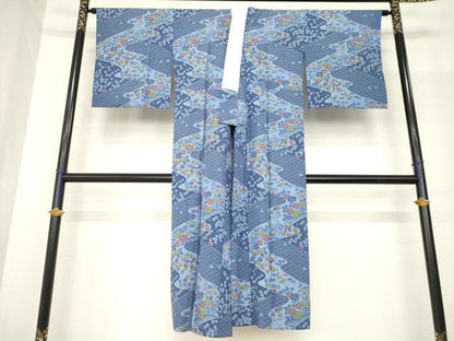 平和屋着物●長襦袢　無双仕立て　流水花文　正絹　逸品　AABF8238ck