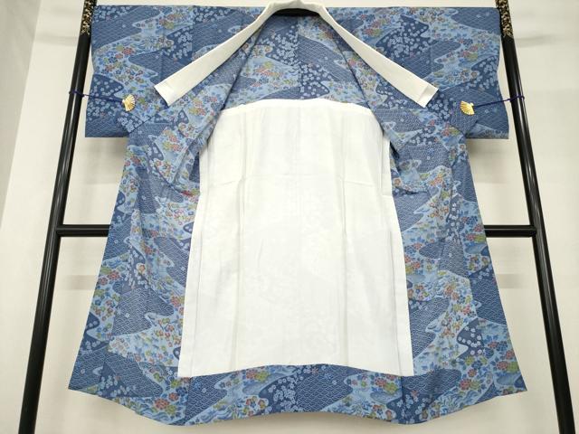 平和屋着物●長襦袢　無双仕立て　流水花文　正絹　逸品　AABF8238ck