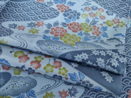 平和屋着物●長襦袢　無双仕立て　流水花文　正絹　逸品　AABF8238ck