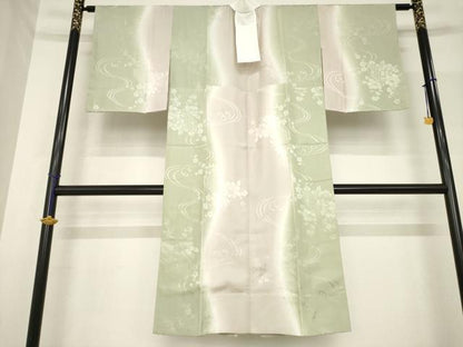 平和屋着物●長襦袢　無双仕立て　流水花地紋　暈し染め　正絹　逸品　AABF8239ck