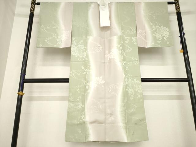 平和屋着物●長襦袢　無双仕立て　流水花地紋　暈し染め　正絹　逸品　AABF8239ck