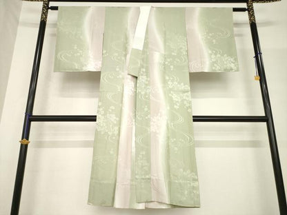 平和屋着物●長襦袢　無双仕立て　流水花地紋　暈し染め　正絹　逸品　AABF8239ck