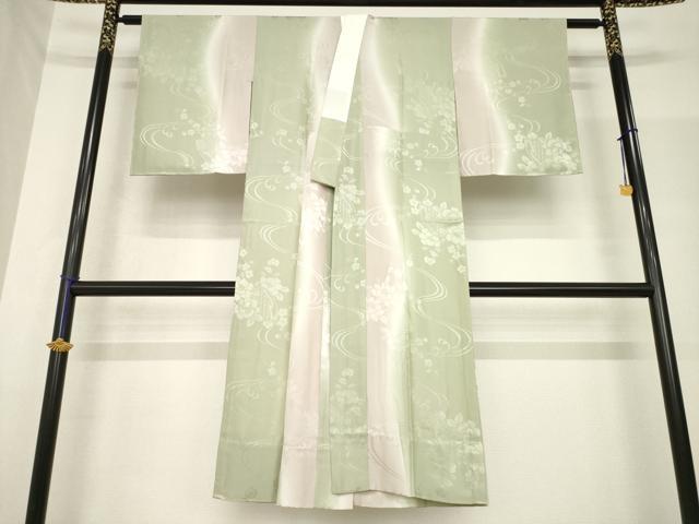平和屋着物●長襦袢　無双仕立て　流水花地紋　暈し染め　正絹　逸品　AABF8239ck