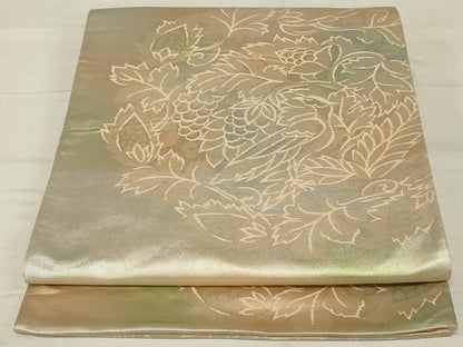 平和屋着物◎六通柄袋帯 葡萄蔦の葉文 正絹 逸品 AABF8244ou