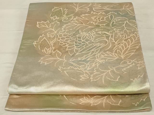平和屋着物◎六通柄袋帯 葡萄蔦の葉文 正絹 逸品 AABF8244ou
