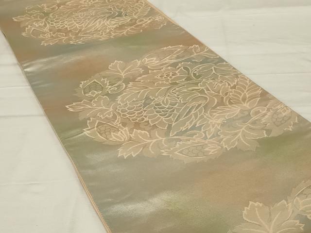 平和屋着物◎六通柄袋帯 葡萄蔦の葉文 正絹 逸品 AABF8244ou