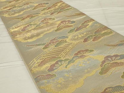 平和屋着物◎六通柄袋帯　渡橋風景文　金糸　正絹　逸品　AABF8246ou