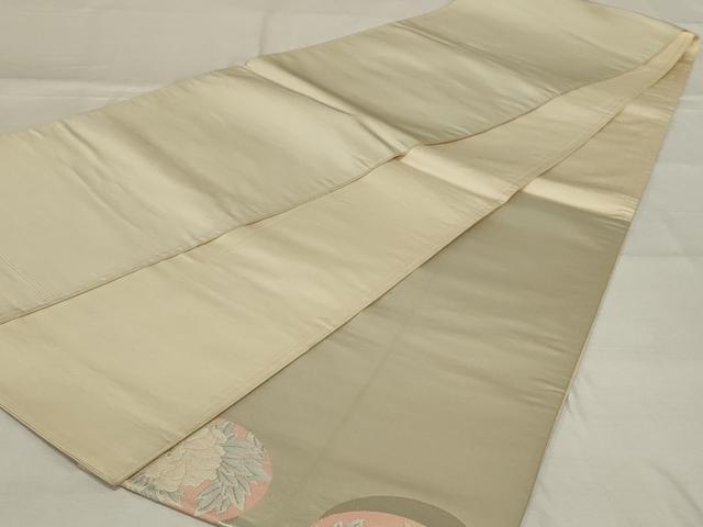 平和屋着物◎太鼓柄袋帯 唐織 花丸文 銀糸 正絹 逸品 AABF8253ou