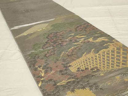 平和屋着物◎六通柄袋帯 光悦 風景文 引箔 正絹 逸品 AABF8255ou