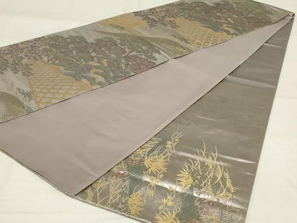 平和屋着物◎六通柄袋帯 光悦 風景文 引箔 正絹 逸品 AABF8255ou