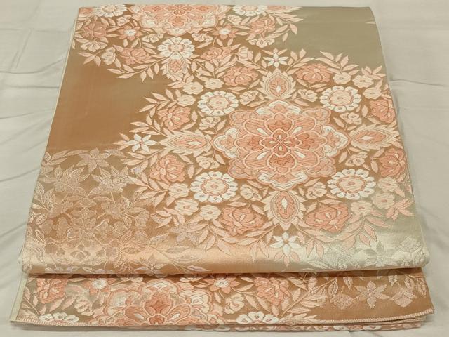 平和屋着物◎六通柄袋帯 唐織 宝相華 正絹 逸品 AABF8271ou