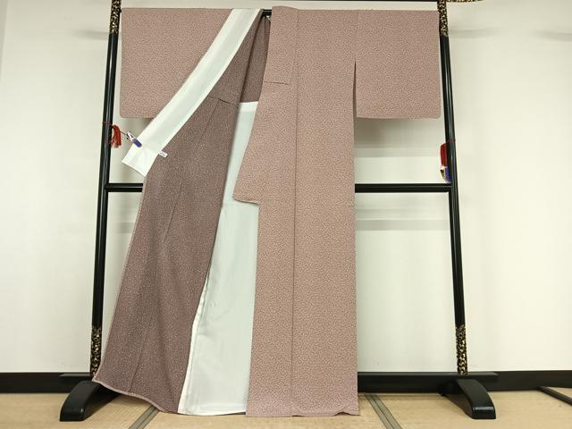 平和屋着物▽上質な小紋　単衣　南天　反端付き　正絹　逸品　AABF8281jh