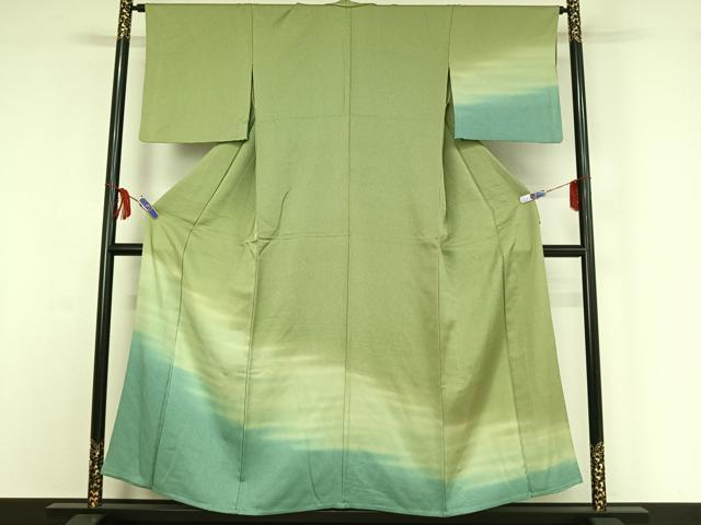 平和屋着物▽訪問着 単衣 縞 暈し染め 正絹 逸品 AABF8283jh