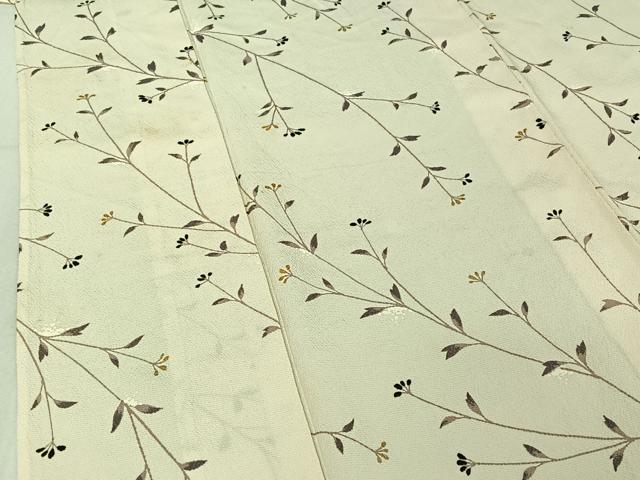 平和屋着物▽上質な小紋 単衣 草花文 正絹 逸品 AABF8284jh