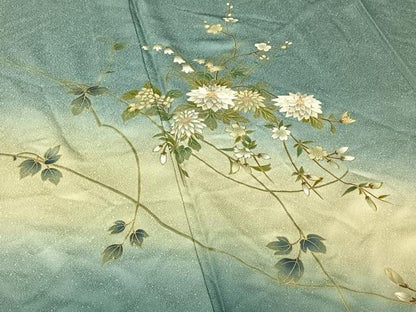 平和屋着物▽訪問着 単衣 刺繍 枝花文 暈し染め 金糸 金彩 正絹 逸品 AABF8285jh