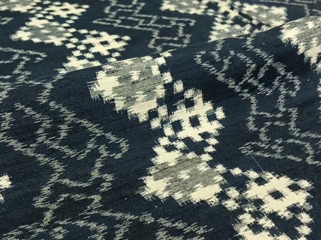 平和屋着物▽上質な紬　単衣　幾何学文様　正絹　逸品　AABF8286jh