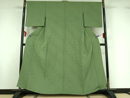 平和屋着物▽お召　単衣　鹿の子文様　正絹　逸品　AABF8287jh