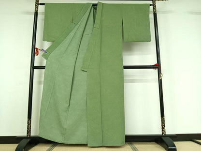 平和屋着物▽お召　単衣　鹿の子文様　正絹　逸品　AABF8287jh