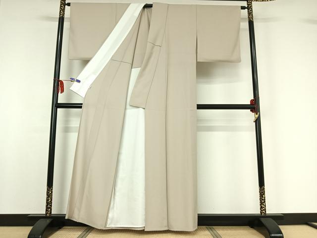 平和屋着物▽上質な色無地 単衣 白梅鼠色 正絹 逸品 AABF8289jh