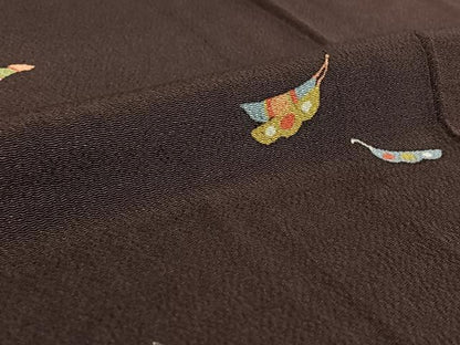 平和屋着物▽上質な小紋 単衣 成り物 鬼しぼ縮緬 正絹 逸品 AABF8290jh