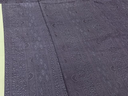 平和屋着物▽上質な色無地 単衣 花間道地紋 桔梗色 正絹 逸品 AABF8296jh