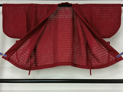 平和屋着物▽道中着　スリーシーズン　春夏秋　塵除け　真紅色　AABF8299jh