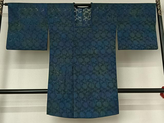 平和屋着物▽道行コート スリーシーズン 春夏秋 塵除け 草花文 暈し染め 正絹 逸品 AABF8306jh