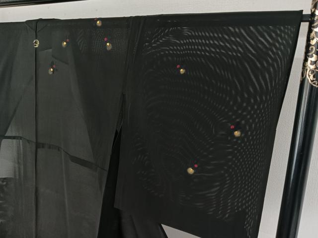 平和屋着物▽訪問着 無双 絽袷 絽×絽 刺繍 蛍 黒地 金糸 金彩 正絹 逸品 AABF8308jh