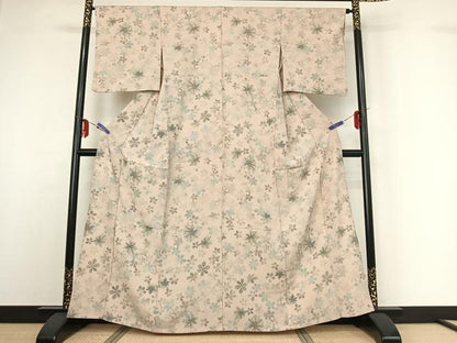 平和屋着物▽小紋 単衣 草花文 さんび謹製 洗える着物 AABF8310jh