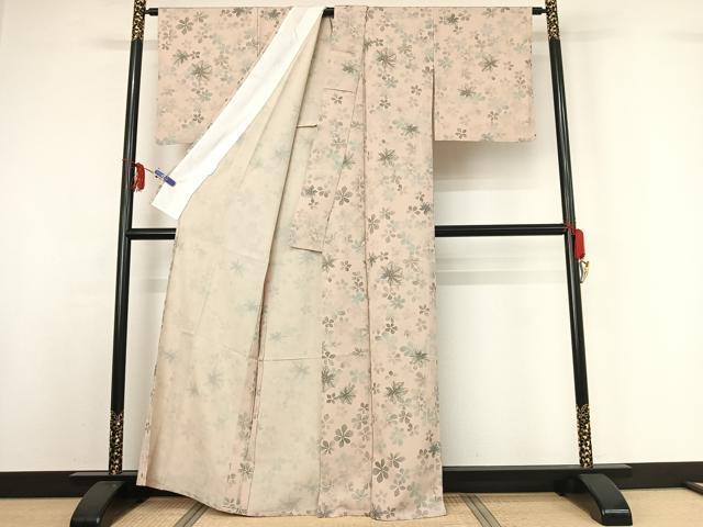 平和屋着物▽小紋 単衣 草花文 さんび謹製 洗える着物 AABF8310jh