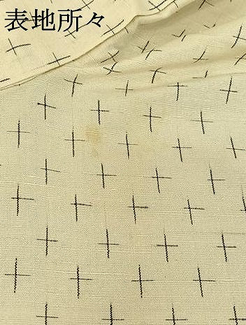 平和屋着物▽上質な紬　単衣　十字絣　正絹　逸品　AABF8314jh