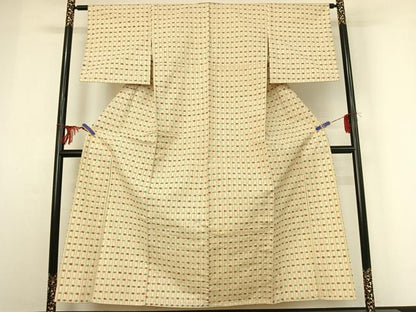 平和屋着物▽上質な紬　単衣　縞　正絹　逸品　AABF8315jh